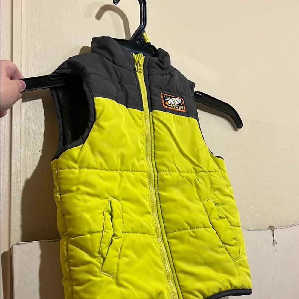 Kids Headquarters Yellow and Gray Quilted Puffy Vest